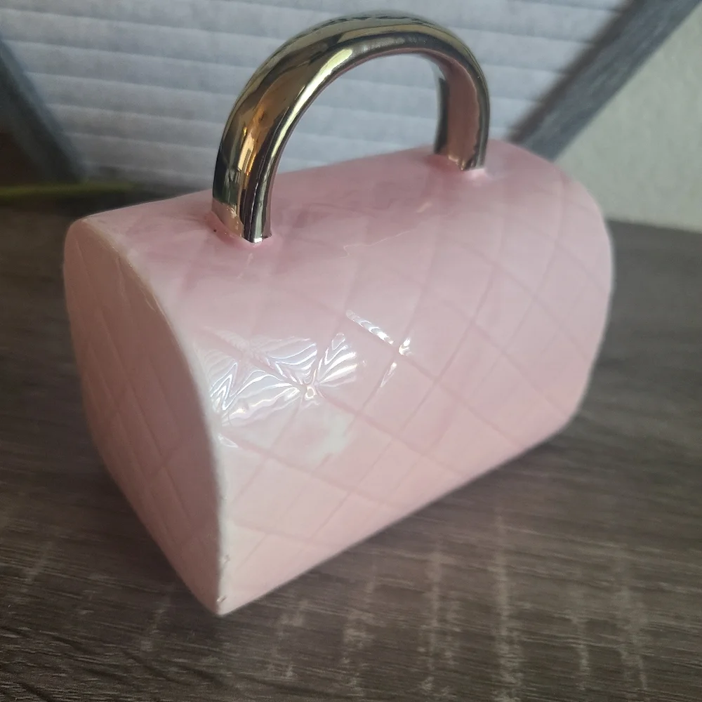 Pretty in Pink Gold Handbag Purse Room Office Home decor Glamorous Decorative - Picture 5 of 9